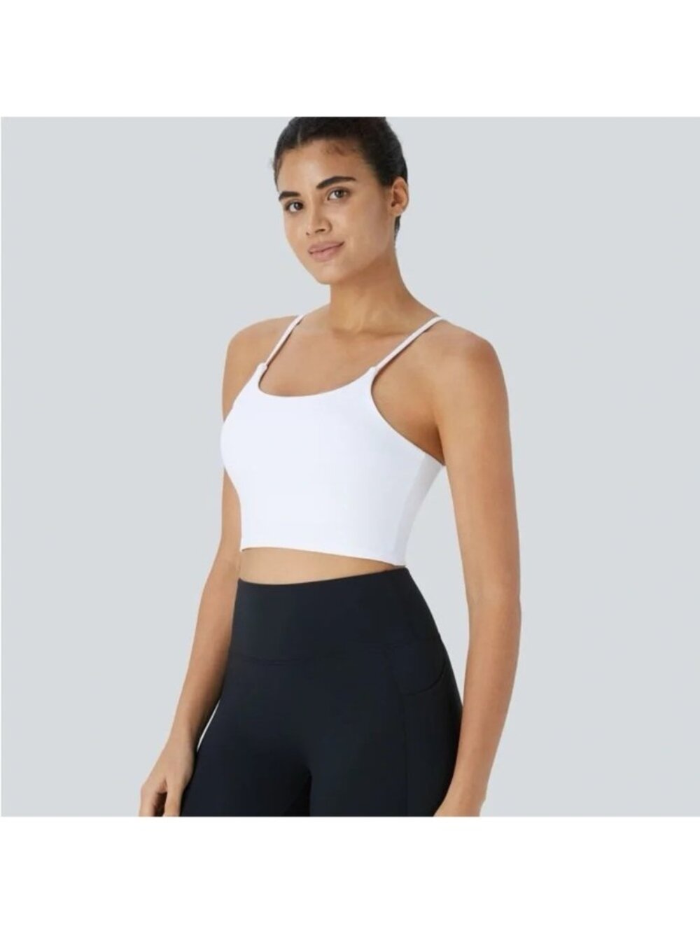 Halara Basic Workout Tank Top Padded Cropped Ivory Size M NWOT